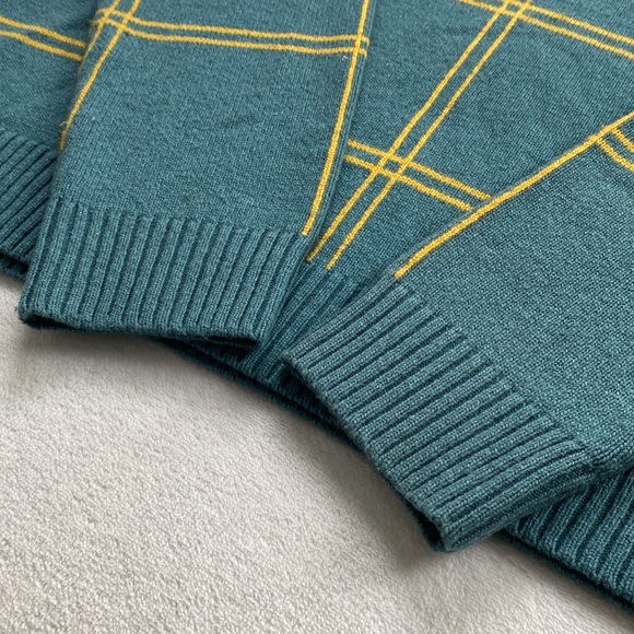 Original Penguin Windowpane Mock Neck Wool Blend Yarn Knit LS Pullover Sweater - Picture 9 of 14